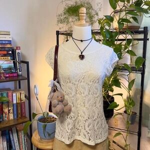 The Limited Cream Lace Top Size Small Short Sleeve Festival Boho Fairy